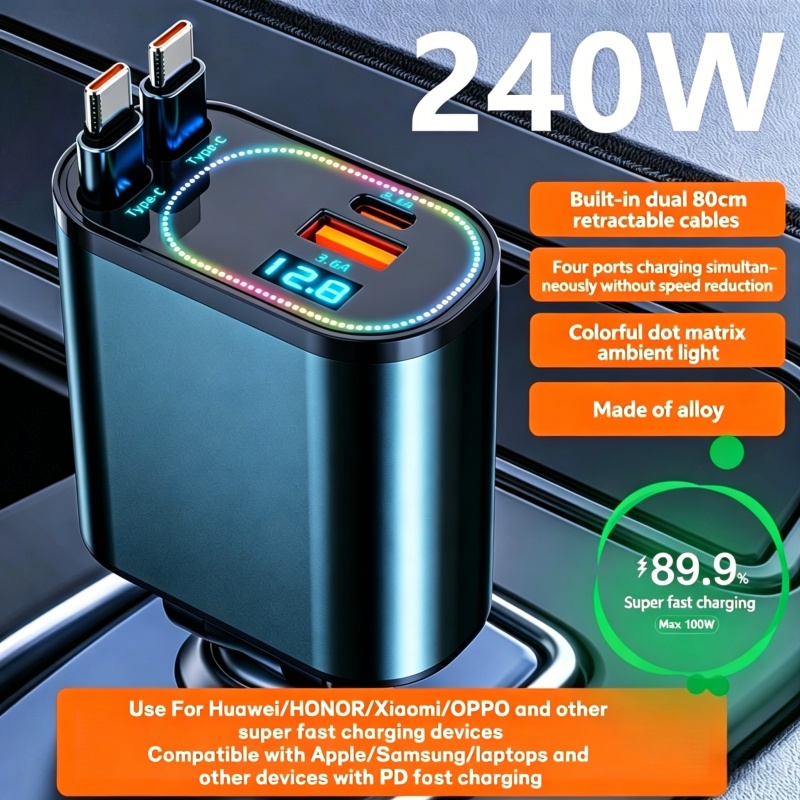 Fast Ev Charger - 4 IN 1 Geri Çekilebilir Araç